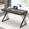 FOLUBAN Modern Home Office Desks, Rustic Wood and Metal Computer Desk, Industrial Writing Study Gaming Table for Living Room Bedroom, Dark Gray, 47 Inch