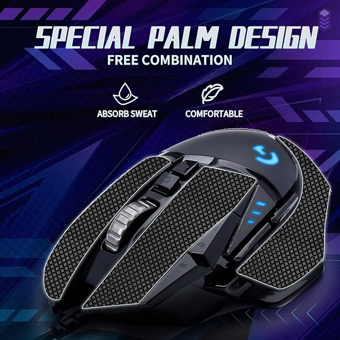 TALONGAMES Mouse Anti Slip Grip Tape Compatible with Logitech G502 Wired / G502 Wireless Gaming Mouse, Palm Sweat Absorption, Thin 0.5mm, Cut to Fit, Easy to Apply, Mouse Skin