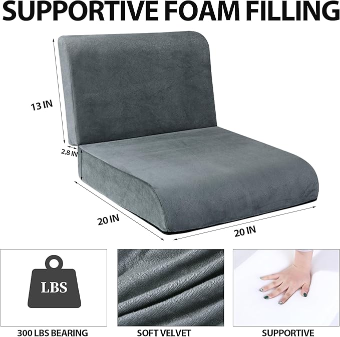 HOMBYS Recliner Seat Cushion with Lumbar Supportive Pillow Extra Large Non-Slip Seat Cushion with Back Support Cushions,Cruve Edge Design for Relief Thighs Pressure, Dark Grey