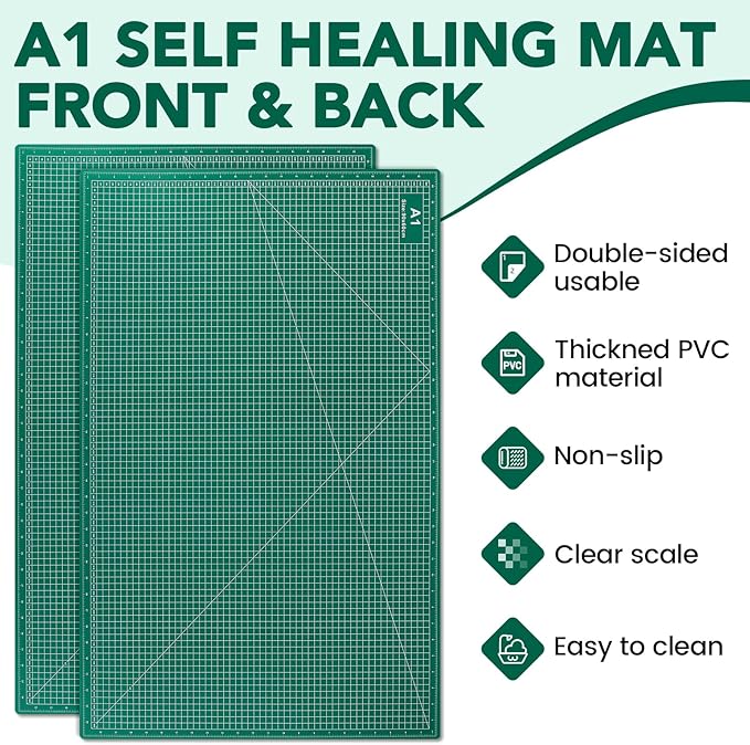 Large Cutting Mat 24"x36", 1 Pack Double-Sided 5-Ply Self Healing Sewing Cutting Mat, Cutting Mats Board for Crafts-Sewing, Fabric, Quilting, Scrapbooking Project