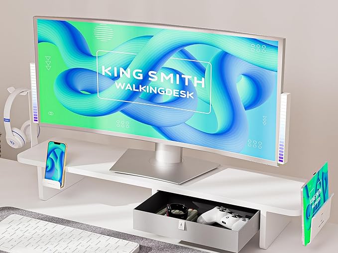 WALKINGDESK 63x24 Inches Electric Standing Desk with Drawer and Monitor Stand, Height Adjustable Sit to Stand up Desk for Home Office, Ergonomic Computer Table with Phone Holder, 3 Hooks, White