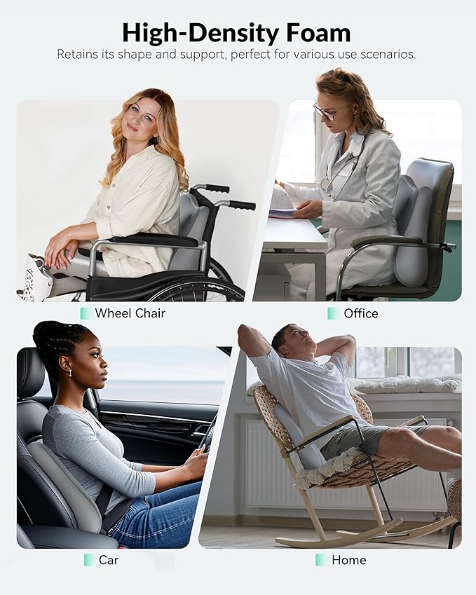 Snailax Lumbar Support Pillow for Office Chair, Memory Foam Back Support Cushion for Back Pain Relief, Back Support Pillow for Home, Office, Car Seat, Gaming Chair, Desk Chair,Adjustable Straps,Gifts