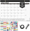 Ospelelf Magnetic Calendar 2025-2026 for Refrigerator, Desk Wall Calendar, July 2025 to December 2026, Monthly Large Planner Pad with Plastic Cover 17" X 12" Black