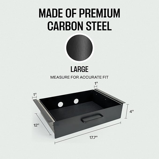 COREMINDED Storage Drawer - Carbon Steel Underdesk Drawer Slide Out, 17.7 x 12 x 4 in, Matte Black - Premium Quality, Ergonomic Organization, Cable Management, Versatile Sizes, Luxe Extras