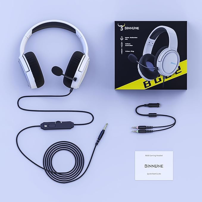 BINNUNE Gaming Headset with Mic for PS4 PS5 Xbox Series X|S Xbox 1 PC NS, Wired Gaming Headphones with Microphone for PS 4|5 Xbox1