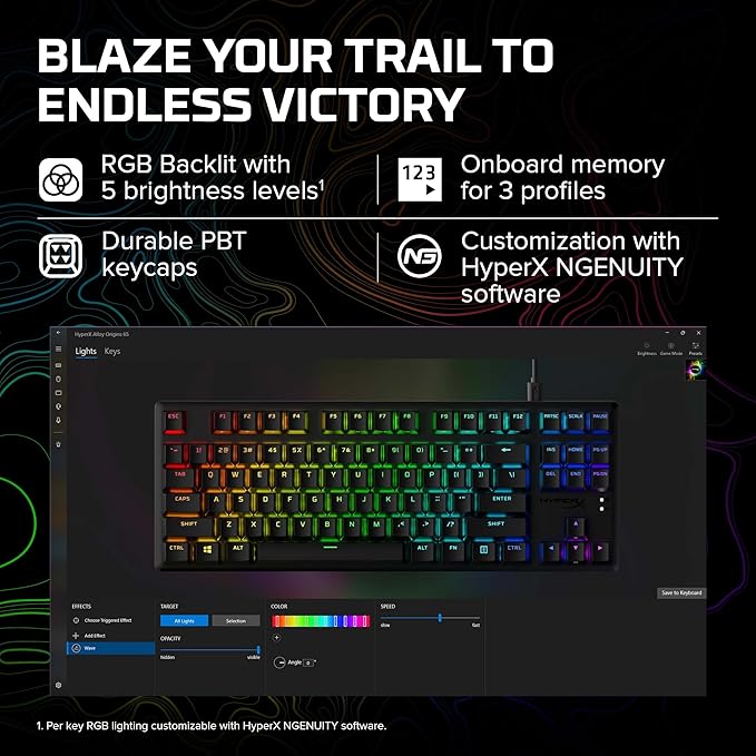 HyperX Alloy Origins Core Mechanical Gaming Keyboard PBT Keycaps Tenkeyless TKL Blue Switch Clicky LED RGB Backlight Playstation Xbox Licensed for PC, PS5, PS4, Xbox Series X|S, Xbox One, Desk Setup