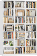 HOSTACK 86" H Triple Wide Bookshelf and Bookcase, 7 Tier Tall Bookshelf with Storage, Large Bookcase with 21 Open Display Storage Shelves, Wood Book Shelf Media CD DVD Storage for Living Room, White