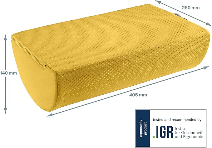 Leitz Desk Foot Rest, Adjustable Leg & Knee Support, Suitable for The Home Office, Relieves Shoulder & Back Ache, Made from Foam with A Fabric Cover, Ergo Cosy Range, Warm Yellow, 53710019