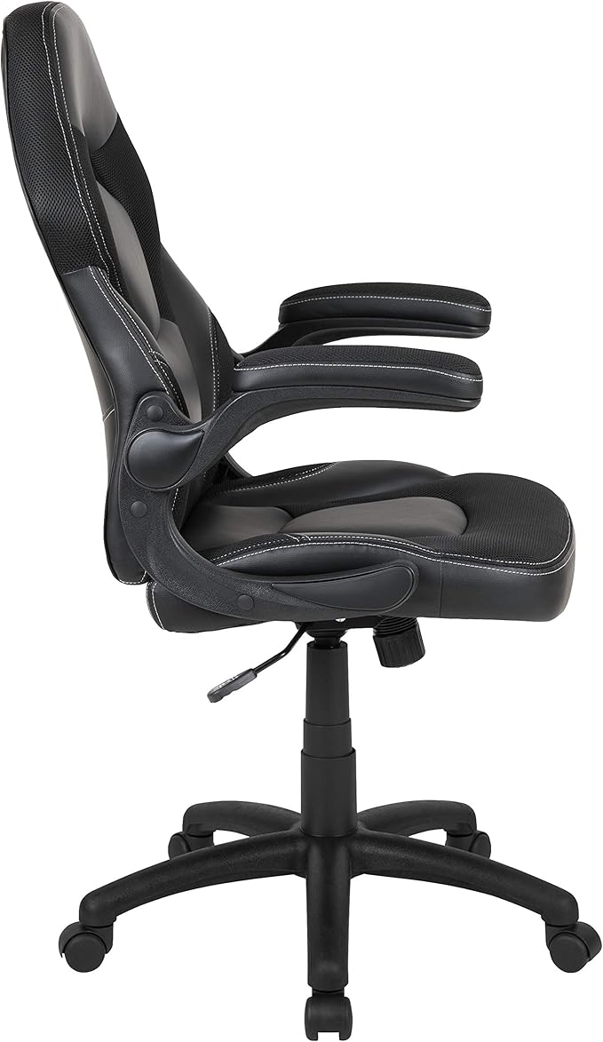 Flash Furniture X10 High-Back LeatherSoft Racing Style Gaming Chair with Flip-Up Arms, Ergonomic Padded Swivel Computer Chair, Black
