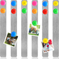 18 Pcs Magnetic Bulletin Board Strips Frameless Stainless Iron Board Strip with Colorful Magnet Self Adhesive Memo Strip for for Office Home Wall Photo (Silver)