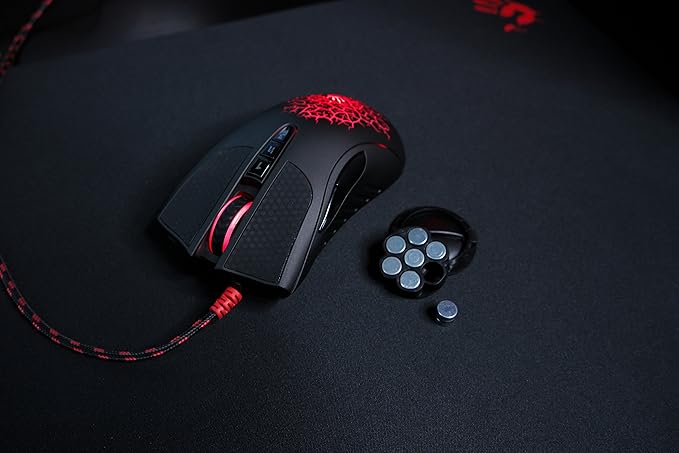 Bloody AL90 Optical Gaming Mouse with Light Strike (LK) Optical Switch & Scroll - 8 Programmable Buttons and Advanced Macros - Ergonomic Right Hand Grip - Button Grips - Colored Profile Selection