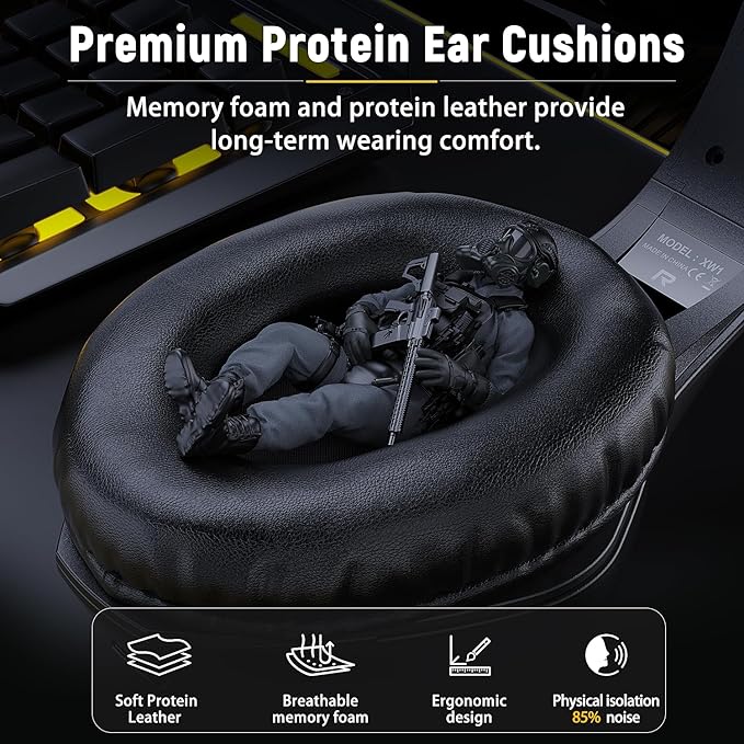 Tatybo Gaming Headset for Xbox One PC, Over-Ear Gaming Headphones with Surround Sound, Noise Canceling Mic