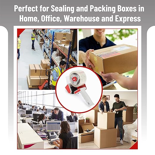 Mr. Pen- Heavy Duty Packing Tape Dispenser Gun, 2 Inch, 4 Pack with 4 Clear Tape Rolls, Handheld Tape Gun for Moving, Shipping, Sealing Boxes & Packaging