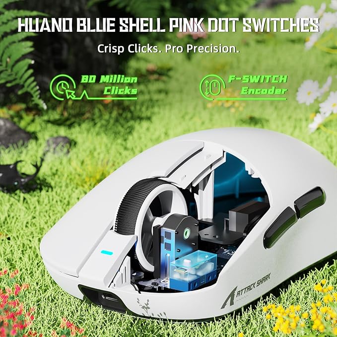 ATTACK SHARK X8 SE Wireless Gaming Mouse,55g Ultra-Lightweight Wired/BT/2.4GHz Wireless Programmable Mouse,1K Polling Rate,PixArt PAW3311 Gaming Sensor,25000 DPI,Gamer Mice for PC/Win/Mac(White)