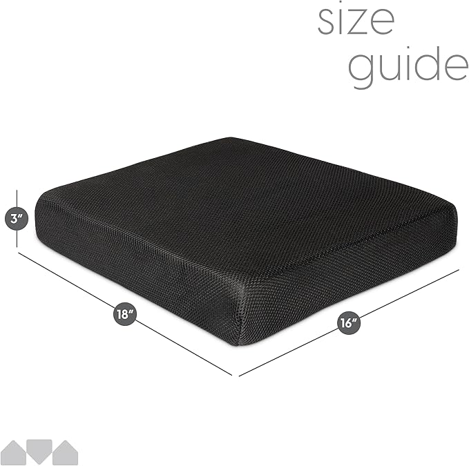 Milliard Memory Foam Seat Cushion Chair Pad – Office Chair Cushion for Enhanced Comfort & Posture Support, Ideal for Office, Car, and Travel Seat Cushion – Cushion for Chair – (Black Mesh)
