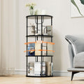 Flycity 3 Tier Rotating Bookshelf, 360° Corner Bookshelf Tower, Round Revolving Bookcase with Special Visible Partition Storage, Narrow Book Shelf Organizer for Living Room, Small Space, Black