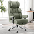 BestGlory Office Desk Chair, Big and Tall Leather Gaming Chair with Footrest, Wide Ergonomic Comfy Executive High-Back Reclining Computer Chairs, Swivel Rolling Wheels and Padded Lumbar Support, Green