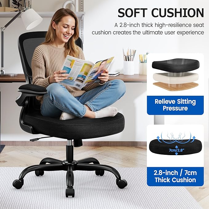 ALLGOD Ergonomic Office Chair, Breathable Mesh Ergonomic Desk Chair with Lumbar Support, Flip-up Armrests, Computer Chairs Comfortable for Home, Office, Work, Standard, 8 Pack