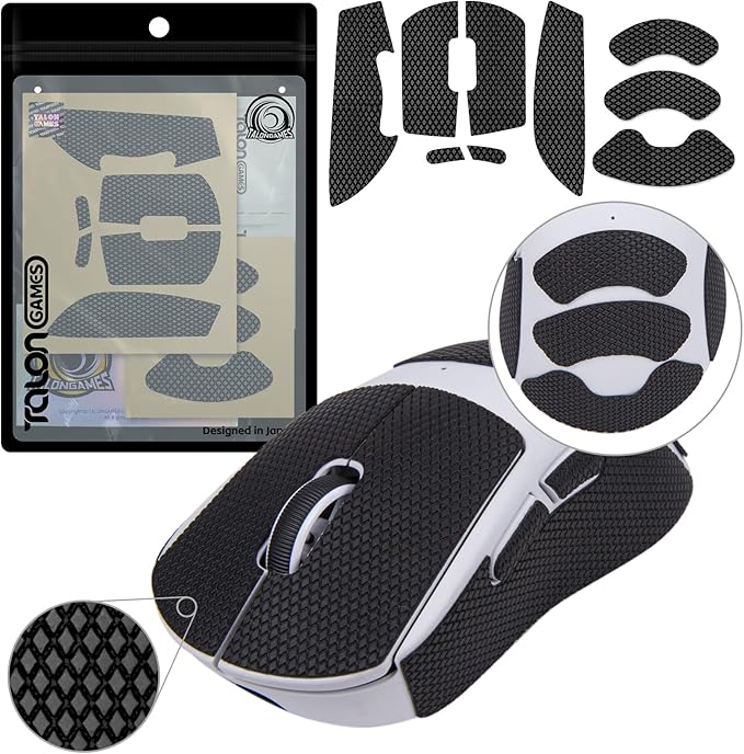 TALONGAMES Mouse Anti Slip Grip Tape Compatible with Logitech G PRO X Superlight 2 DEX Wireless Gaming Mouse, Palm Sweat Absorption, Thin 0.5mm, Cut to Fit, Easy to Apply, Mouse Skin