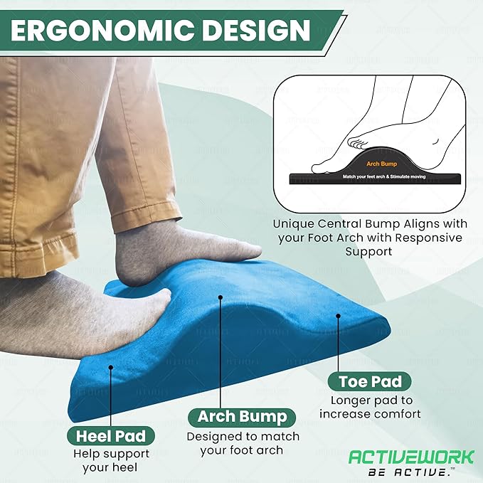 2-in-1 Portable Foot Rest Pro - Extra Large - Foot Rest & Foot Leg Exerciser - Improve Circulation & Relax Exercise Massage Foot Under Desk Work Office Chair, Gaming & Home (Brown)
