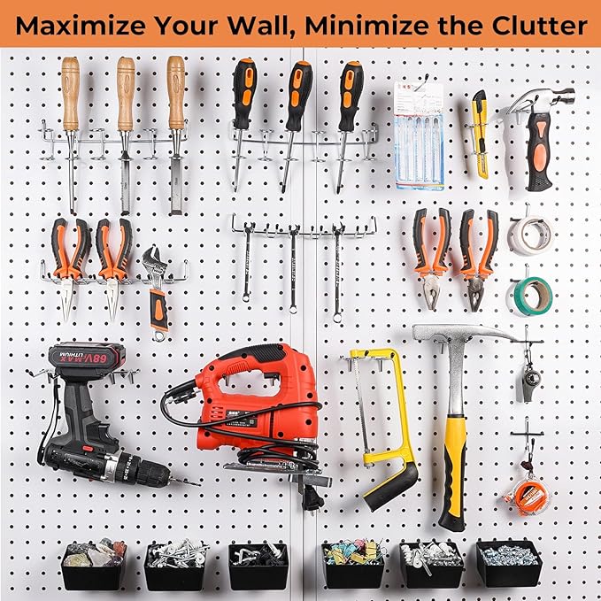 INCLY 320PCS Pegboard Accessories Organizer Kit, Peg Board Hooks Assortment with 20PCS Bins for Organizing Various Tools, Fit 1/8 or 1/4 inch Pegboard for Hanging Storage, Garage Wall Attachments