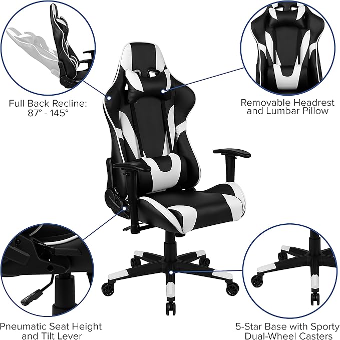 Flash Furniture Optis Red Gaming Desk and Black Reclining Gaming Chair Set with Cup Holder and Headphone Hook