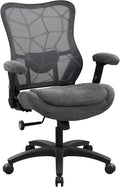 Big and Tall Office Chair 500lbs Heavy Duty Ergonomic Mesh Desk Chair with 23.6" Extra Wide Seat, 29.5" High Back, Adjustable Lumbar Support & Flip-Up Arms for Large Body Types (Dark Gray)