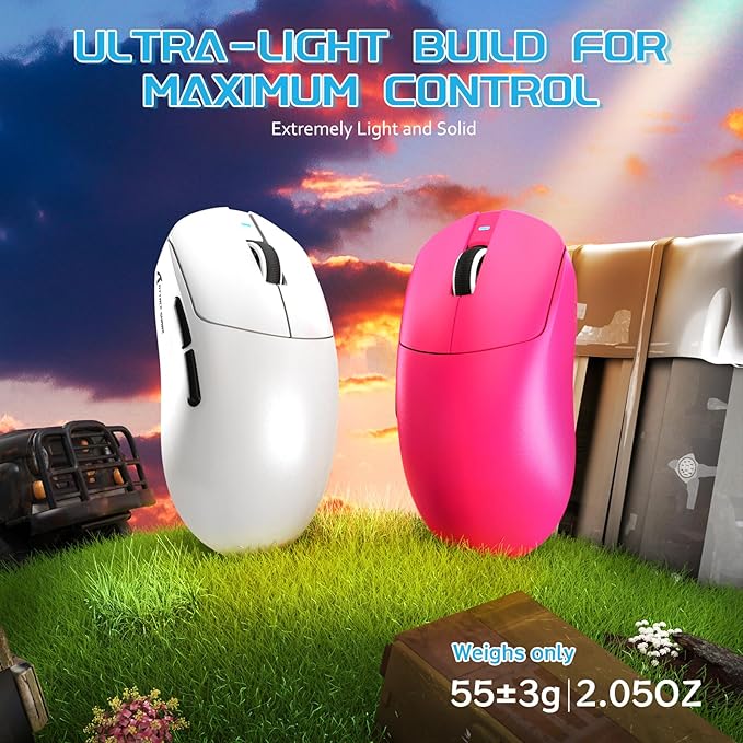 MAMBASNAKE×Attack Shark X8 Plus Wireless Gaming Mouse,Tri-Mode Connection,40000 DPI Ultra Lightweight,PAW3395PRO Sensor,150h Battery Life,5 programmable Buttons for Windows/Mac/Linux/XP-White