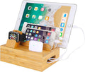 Bamboo Wood Desktop Organizer Charging Docking Station Charger Holder Cradle Charge Stand compatible with iPhone 16 15 Pro Max iPad Apple Watch Ulrta 10 9 8 7 6 5 4 iWatch AirPods Pro 2 3 4 Smartphone