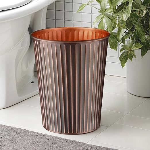 Monarch Abode Ridge Embossed Metal Desk Wastebasket – Antique Copper