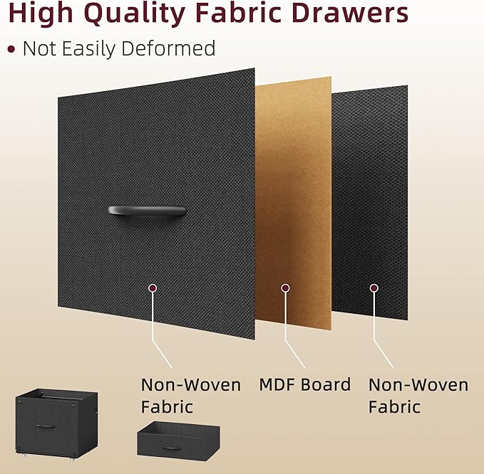 HIGDBFE 2-Drawer File Cabinet, Filing Cabinet with 2-Tier Printer Shelves, Office Cabinets with Side Bag&File Drawer for A4/Letter Size, Printer Stand with Storage for Home Office, Black, 16.5" W