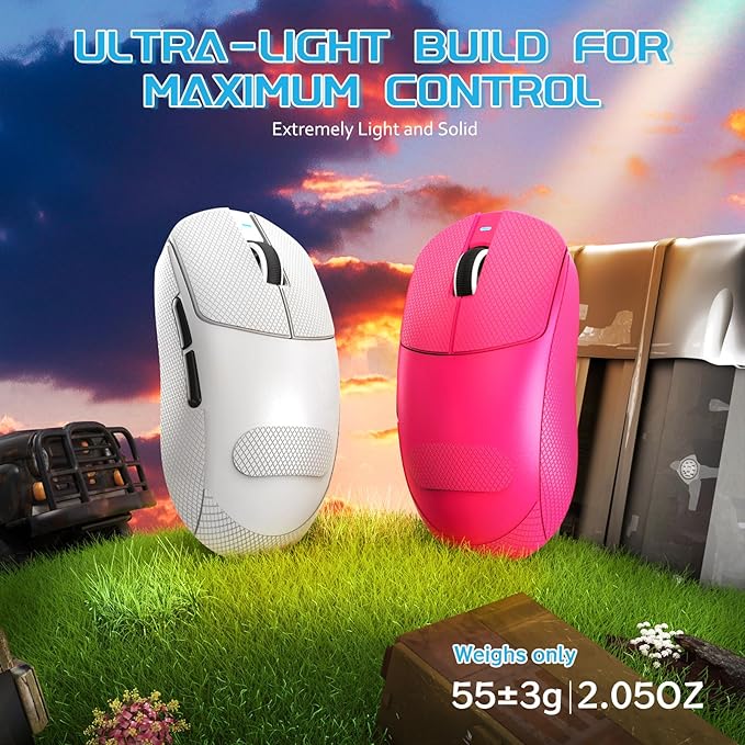 MAMBASNAKE×Attack Shark X8 Plus Wireless Gaming Mouse,55g Lightweight Triple Mode Ergonomic Gaming Mouse,PAW3395PRO 40K DPI Optical Sensor,150h Battery Life,Griptape Programmable Buttons for PC/Mac