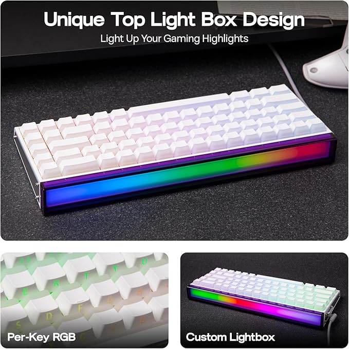 EPOMAKER Aula Hero 68 HE Wired Magnetic Gaming Keyboard, 0.01mm Adjustable Actuation, Rapid Hall Effect Switch, 8kHz Polling, 5-Layer Sound Dampening, RGB Box & Backlight (White Lighthouse)