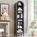 IFGET 71" Tall Arched Bookshelf, 8 Tiers Arch Bookcase with Storage, Modern Farmhouse Book Shelf with Adjustable Shelves, Wood Bookshelf w/Open Display Shelves for Living Room, Office (Dark Grey)