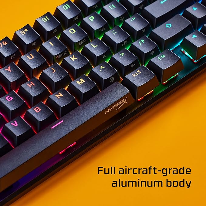 HyperX Alloy Origins 65 - Full Size Mechanical Gaming Keyboard Red Switch RGB LED Backlit Double Shot PBT Keycaps Computer Gamer Wired Linear Keyboard for PC Xbox PlayStation, Black (Renewed)