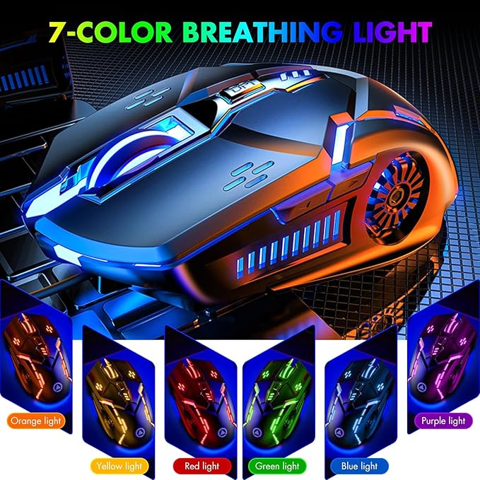 CHONCHOW Silent Click Mouse, Gaming Mouse Wired, 6 Button,4 DPI Upto 3200 DPI, RGB Lights, Compatibility for PC/Laptop/Mac, Wired Mouse Used for Games and Office (Black(Silent Click))