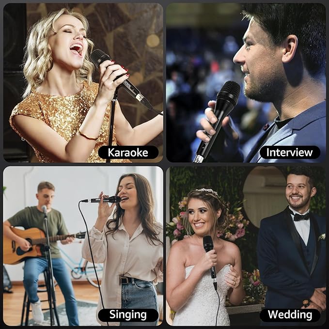 Wired Microphone for Singing,Professional Vocal Dynamic Handheld Karaoke,Cardioid Studio Mic,16.4 ft XLR & 6.35 MM with On and Off Switch, for Speakers/Mixer/Machine/Amp/Speech/Karaoke and Outdoors