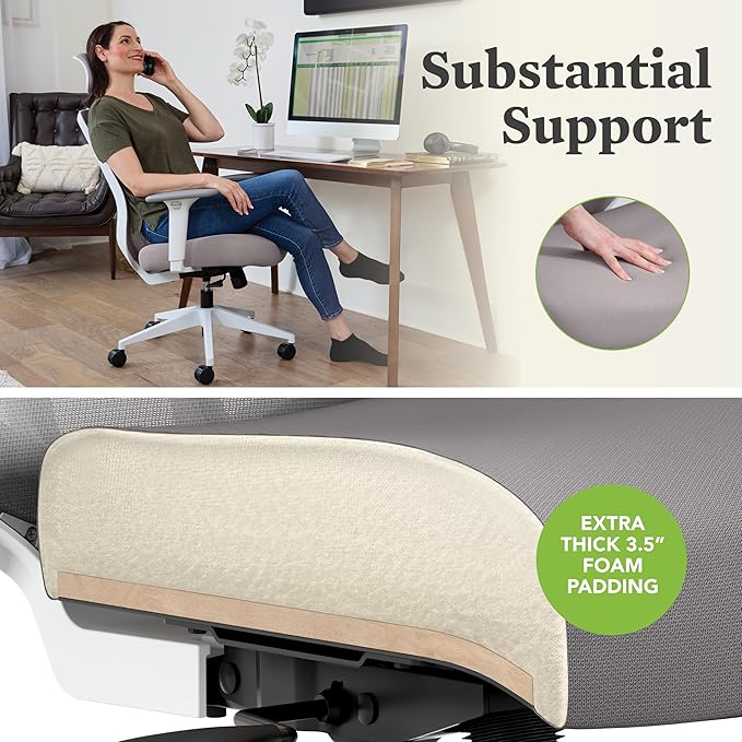 HON Altern Ergonomic Office Chair with Headrest, Arms, Wheels, Foam Cushion Seat, Mid Back Home Office Desk Chair Comfy, Gaming Chair, Height Adjustable Arms, Synchro-Tilt, White Frame, Peacock