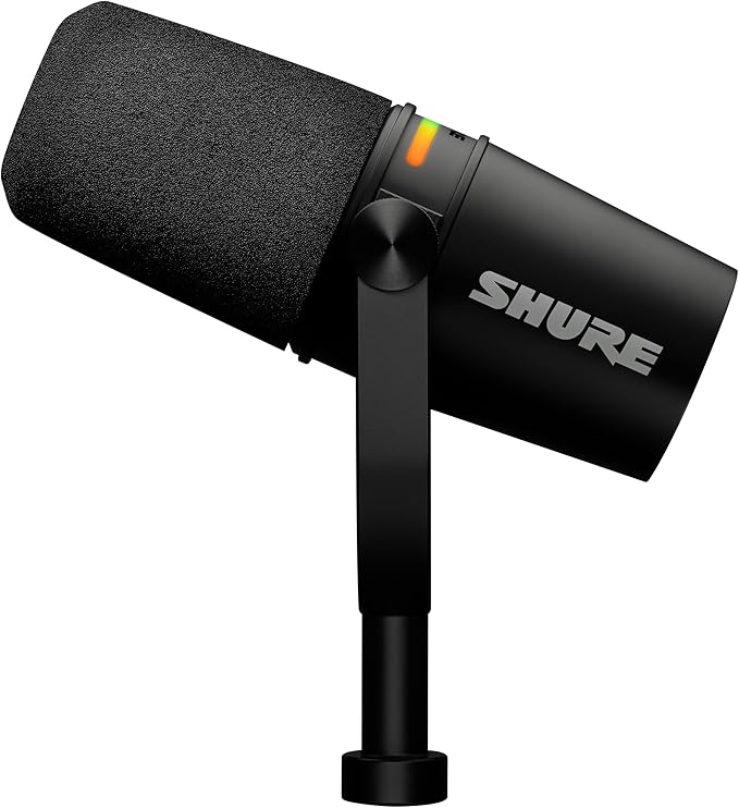 Shure MV7+ Dynamic Microphone – USB-C & XLR Podcast Mic for Streaming, Recording & Broadcasting, OBS Certified, Auto Level Mode, Digital Pop Filter, LED Panel, Black
