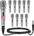 Pyle Professional Dynamic Microphone - 10-Pack Unidirectional Handheld Mic with Built-in Pop Filter, High Signal Output, 6.5 ft. XLR Audio Cable, Ideal for Stage, Karaoke & Studio Performances
