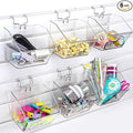 Layhit 6 Set Slatwall Bins Plastic Bins with Metal Hooks Mount Hanging Slatwall Containers Storage Organizer Slat Wall Accessories for Craft Garage Tool Storage Room Panel(Clear)