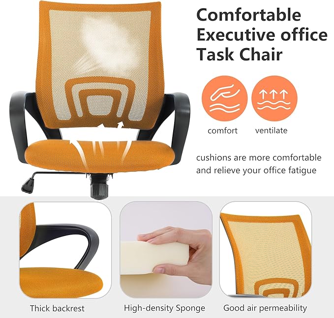 PayLessHere Home Office Chair Desk Computer Chair Adjustable Ergonomic Chair Lumbar Support Armrest Executive with High Density Mesh 360 Degree Swivel Chair for Adults Chair (Pack of 2, Orange)