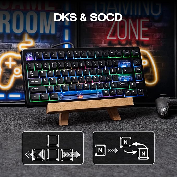 EPOMAKER HE80 Hall Effect Gaming Keyboard, 8K Polling & 32K Scan, Creamy Gasket, DKS, SOCD, Hot-Swappable, RGB Backlit, Wired Gaming Keyboard for PC & Mac (Black)