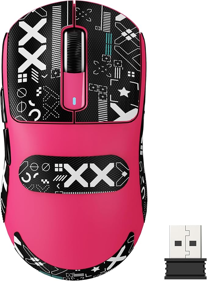 ATTACK SHARK X3 Lightweight Wireless Gaming Mouse with Tri-Mode 2.4G/USB-C Wired/Bluetooth,Up to 26K DPI,PAW3395 Optical Sensor,Kailh GM8.0 Switch,5 programmable Buttons for PC/Mac(Berry Red+Stickers)