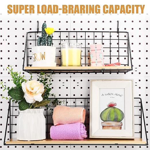 Coume Pegboard Shelves with Steel Pegboard Brackets and Hooks Tool Organizer Storage Tray Garage Basket Storage Display Accessories (Black)