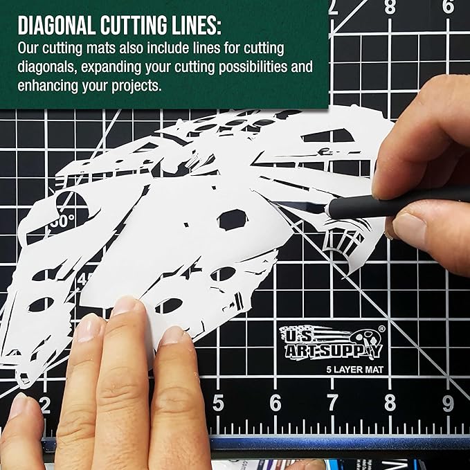 U.S. Art Supply 40" x 60" Self-Healing Cutting Mat 5-Ply - Double-Sided Green/Black Craft Mat, Non-Slip Cutting Mats for Crafts, Sewing, Quilting, Scrapbooking