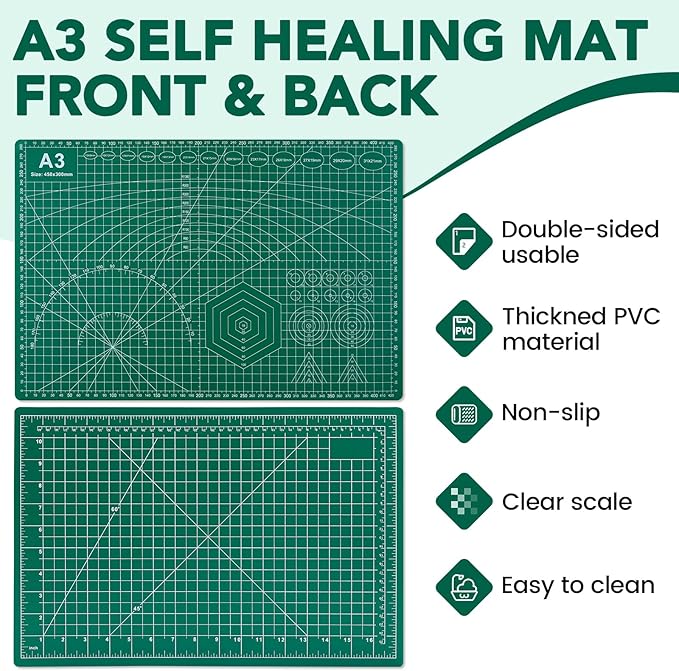 Cutting Mat 12"x18", 1 Pack Double-Sided 5-Ply Self Healing Sewing Cutting Mat, Cutting Mats Board for Crafts-Sewing, Fabric, Quilting, Scrapbooking Project
