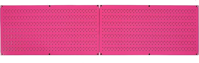 Wall Control Pegboard Rack Horizontal Metal Pegboard Garage Tool Storage Pack - Two 32-Inch Wide x 16-Inch Tall Easy To Install Peg Boards (Pink)