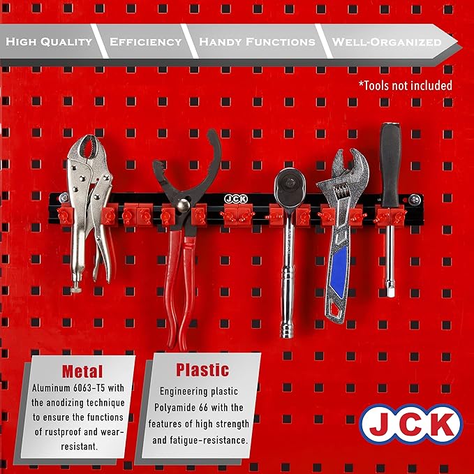 JCK TOOL ORGANIZER, Garage Gardening Tool Storage Rack Organizer Wall Mount, Yard Shovel Rack Holder Organization,Heavy-Duty Extra Equipment,Ladders,Sport Gears,Hoses,Lawn Trimmer