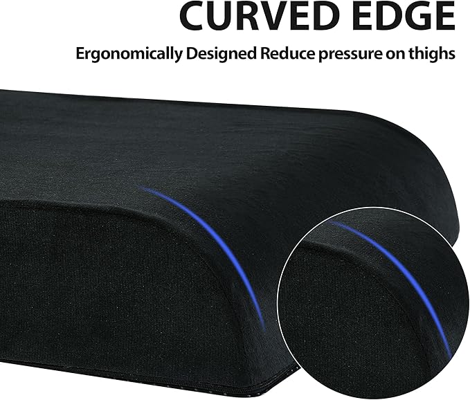 HOMBYS Recliner Seat Cushion with Lumbar Supportive Pillow Extra Large Non-Slip Seat Cushion with Back Support Cushions,Cruve Edge Design for Relief Thighs Pressure, Black